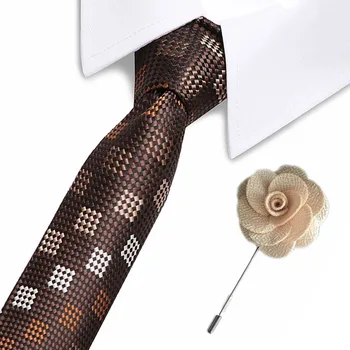 Men ' s Slim Tie 7.5 cm Suh Kravato Zlato Prugasta Kariran Paisley, Kravato Priložnostne Kravatni Za Moške Poslovne Poroko Broška kot darilo