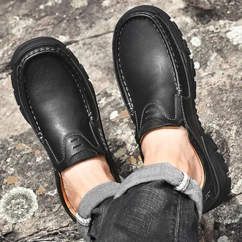 Mens čevlji italijanski slog pravega Usnja Čevlji čipke Luksuzne blagovne Znamke Moških Loafers prostem kravje Usnje Formalno Loafers Moccasins Moški