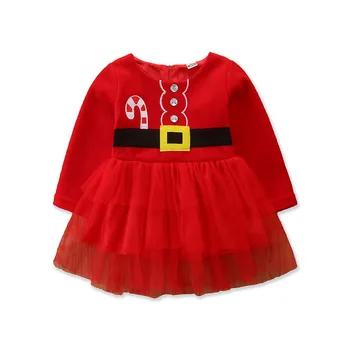 Merry Christmas Gift Santa Claus Baby Dekleta Oblačenja Bodysuits Obleko Photoshoot Kostum 0-2years Infiniti Puloverju Lepe Rdeče Vezalke