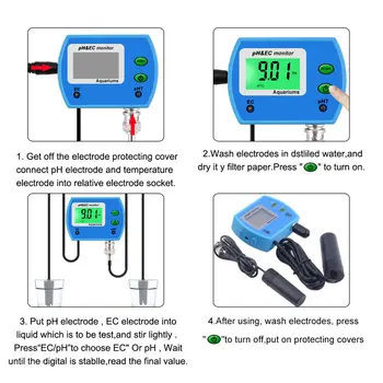 Mini Večfunkcijsko pH / ES BS 2 v 1 Kakovost Tester Bazen Monitor Meter Digitalni LCD Meter Tester US & EU