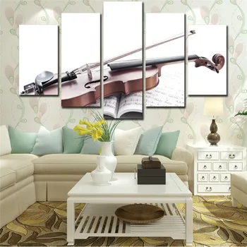 Modularna Platno, Slike Dnevne Sobe Doma Dekor 5 Kosov Glasbila Violino Tiskanje Slik Sodobnih Plakat Wall Art Okvir