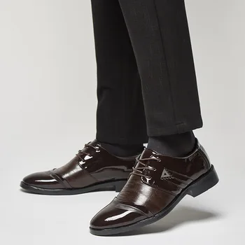 Moške formalno čevlji za moške business casual derby čevlji modni opozoril čipke-up čevlji poroka banket moške formalno čevlji