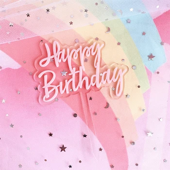 Multicolor Očesa Star Happy Birthday Cake Pokrivalo Arcylic Torto Vrh Zastavo DIY Fant Rojstni dan Torta Pokrivalo Za Poroko Dobave