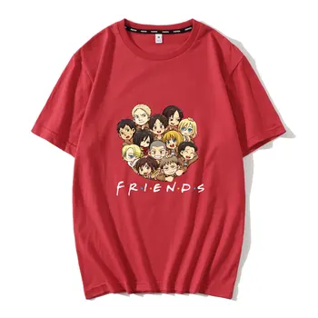 Napad na Titan T Shirt Anime Prijatelji Tiskanja Poletje Vrhovi, Mens Kratki Rokavi Tshirt Bombaž Risanka Ulične T-shirt Oblačila