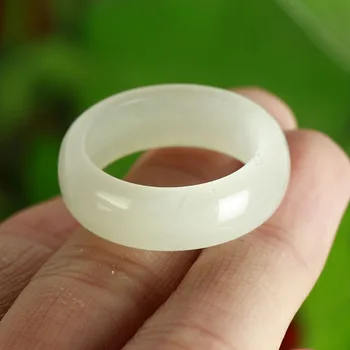 Naravna Hetian Belega Jade Jade Obroč Kitajski Z Potrdilo Moda Za Ženske Moški Prstan 16-22 mm Premera Au Velikost Moj