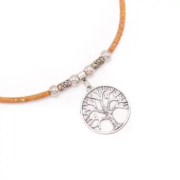 Naravna Pluta, narejene Tree of life obesek za ženske ogrlica ročno originalni leseni nakit AEN-001