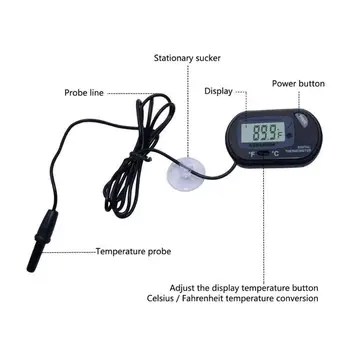 Nepremočljiva LCD-Digitalni Termometer Akvarij Elektronski Natančnost Fish Tank za Merjenje Temperature Orodje, s Sondo Higrometer