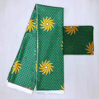 New visoke kakovosti saten tkanine mehke svilene tkanine ujemanje afriške materiala ankara natisne šifon šal headtie 4+2 oblikovanje svile set