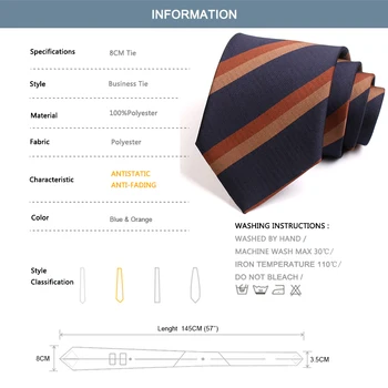Nov Dizajn za Moške Klasični Črtasto Kravato Visoke Kakovosti 8 CM Širok Vezi Za Moške Poslovna Obleka Dela Kravatni Moda Formalno Vratu Kravato