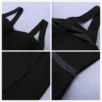 Nove Ženske Povoj Moda Obleko Brez Rokavov Black Bodycon Povodcem Celebrity Obleko Stranka Split Midi Obleko 2020 Sexy Klub Obleke