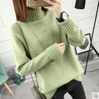 Novo ohlapno visoko vratom ženski puloverji qiu dong dolg rokav joker postane bolj puloverji