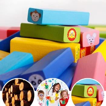 Otroci Leseni Pisani Živalski Vzorec Bloki Zlaganje Gradnik Igrače Izobraževalne Spoznavanja Ujemajo Igre