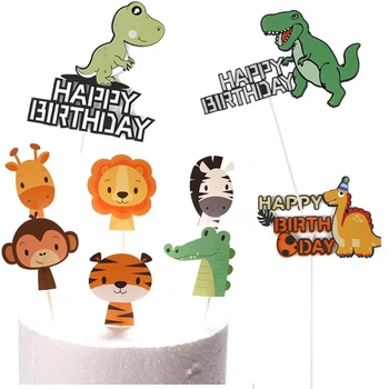 Peko Torto Dekoracijo Cartoon Živali Dinozaver Torto Toppers Džungle Tematskih Dinozaver Stranka Potrebščine Otrok Rojstni Dan Torta Pokrivalo