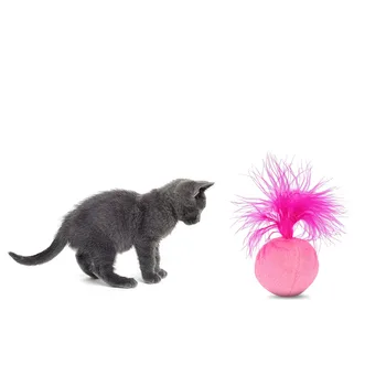 Pero Interaktivni Hišne Potrebščine Igranje Žvečilni Metanje Bell Igrače za Mačke Runo Catnip Mucek Usposabljanje Klopotec Nič Žogo