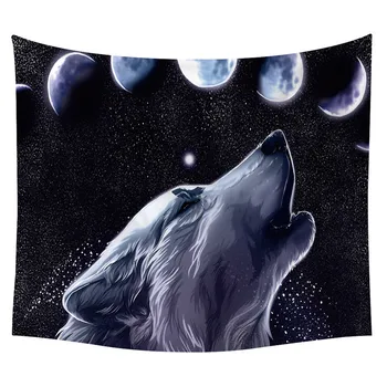 PLstar Kozmos Tapiserija Galaxy Wolf 3D Tiskanje Tapestrying Pravokotne Doma Dekor Steni Visi Doma Dekoracijo Slog-05