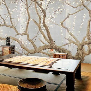 Po meri Foto Ozadje Japonski Slog Češnje Cvetovi Drevo Zidana Restavracija Vroče Lonec Restavracija Čaj Art Shop v Ozadju 3D Fresco
