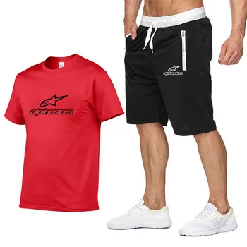 Poletne športne moške prosti čas bo ustrezala 2019, za moške mode 2 T-majice in kratke hlače, športni obleko za prosti čas fitnes bo ustrezala 2 kompleta