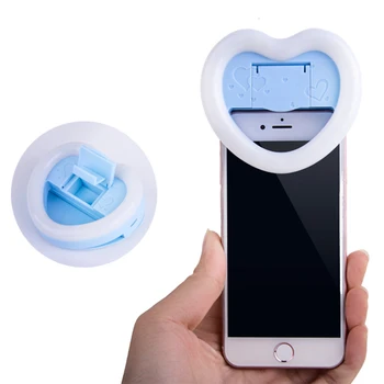 Polnilna Nastavljiv Selfie Obroč Svetlobe, Ljubezni Obliko LED Fill Light za Pametni Telefon FKU66