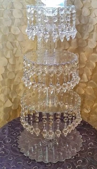 Poroka Kristalno Torto Stand - Poroka Centerpiece - 3 segmenti, kristalno torto zaslon - Poroka Dekoracija Stranka Rekviziti