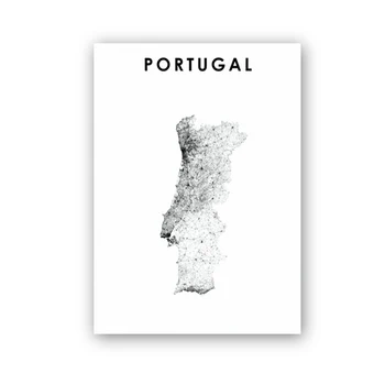 Portugalska Zemljevid Plakat Črno Belo Steno Slika Natisne Urad Dekor Portuguesa Zemljevid Sodobne Wall Art Platno Slikarstvo Home Art Dekor
