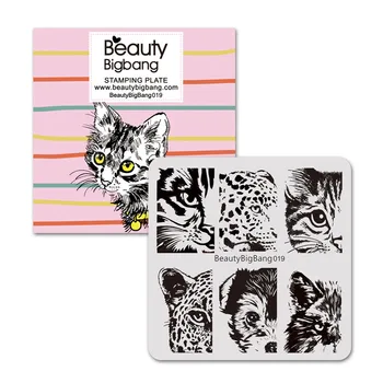 Predlogo BeautyBigBang Nohtov Slike Tiskarske Plošče 6 cm Leopard Žigosanje Plesni Oči Nohti Mačka Tiger Nail Art Šablone BBB019