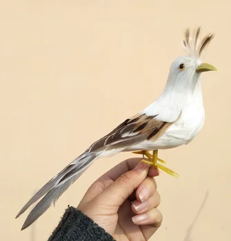 Približno 22 cm pene&perje white&sivo perje ptic umetno ptico, obrt,vrt dekoracijo prop darilo a2527