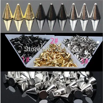 Punk Stil Stud Nail Art 3D Design Dekoracijo Nalepke Kovinski Žeblji, kovice 300PCS/veliko