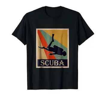 Retro vintage scuba t-shirt moški ženske otroci majica s kratkimi rokavi Moški, Black Kratek Rokav Bombaž Hip Hop T-Shirt Natisniti Tee Majice