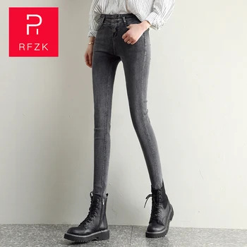 RFZK 2020 Novo Sive Jeans Ženska Visoko Pasu, Ženske Suh Moda korejski Visokih Kavbojke Plus Velikost Ženske Street Nositi Mama Kavbojke
