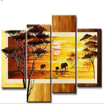 Ročno Poslikane Slike Stenske Slike Na Platno Oljno Sliko Za Dnevno Sobo Ročno Krajine Skupine Abstraktnih Slon Živali