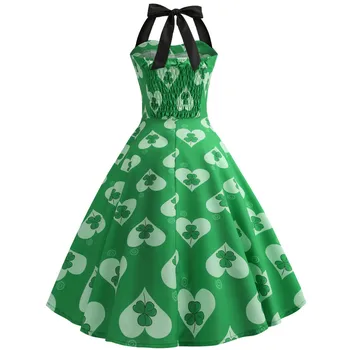 Saint Patrick plus velikost ženske oblačila 2019 poletje letnik elegantno zelena obleka ženska seksi dekle obleko srečen, vesel, lepe klub
