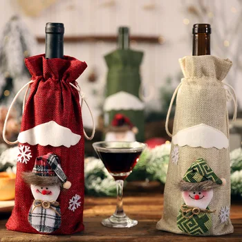Santa Claus Snežaka Vzorec Vina, Steklenico Kritje Vrečke Božični Okraski, Novo Leto Doma Stranka