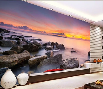 [Self-Adhesive] Sunrise 3D Skalnata Plaža 078 Stene Papirja zidana Stena Natisniti Nalepko Stenske Freske