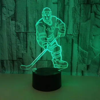 Senzor 3d Noč Svetlobe Led Remote Touch Stikalo hokejist Pisane Usb Akril 3d Lučka za Šport Namizno Svetilko, Božični Okraski