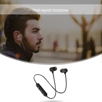 Slušalke Športne Neckband Magnetni Brezžične Slušalke Stereo Čepkov Glasbe Kovinski Slušalke Z Mikrofonom Za Vse Telefone