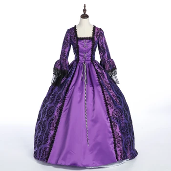 Stoletja Vintage Vijolično Žogo Viktorijanski Gothic Lolita obleko/Državljanske Vojne Južni Belle Pustne Obleke