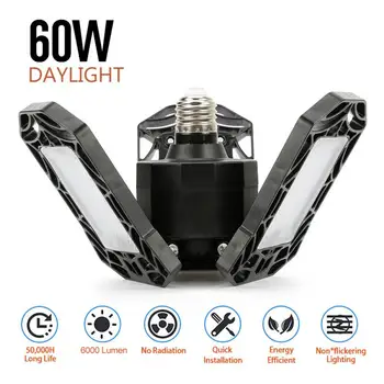 Super Svetla LED Garaža Stropne Luči E26 60 W/40 W 6000K LED Deformacije High Bay Razsvetljava Industrijska Svetilka Delavnica Svetlobe