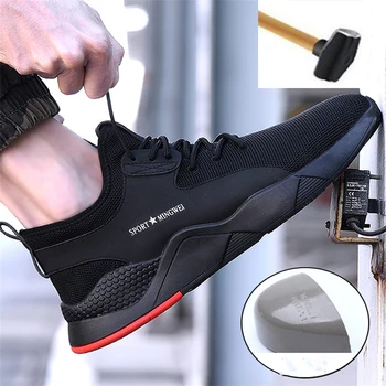 Toe Moške Delo varovalni Čevlji Jekla Moda Prostem Superge Industrijske Škornji za Moške Lahki Poletni Dihanje Ryder Čevlji