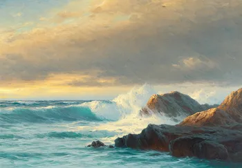 TOP ART Obali seascape valovi so se bije na skalah Plima ročno poslikane oljna slika na platnu brezplačna dostava