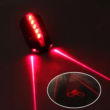 Trajne 2 Laser+5 LED superbright Zadnje Kolo Kolesa Rep Svetlobni Žarek Varnost Opozorilo Rdeča Lučka 4 utripajoča načini laserske žarke #BL3