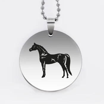 Ufine nakit ugled in videz, ki je daleč konj obesek vojske kartico krog disk iz nerjavečega jekla, customed ogrlica N4552