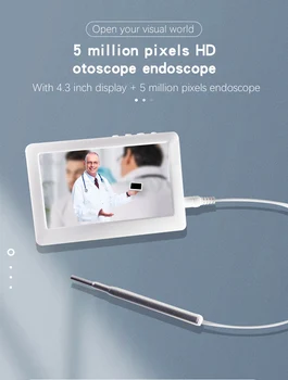 Uho Endoskop 3 V 1 Uho Orodje za Čiščenje HD Visual Uho Žlico Večnamensko Earpick 3.9 mm Mini Kamera 4.3 palčni Zaslon Uho Otoscope