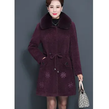 UHYTGF Plus velikost jakna ženske kakovost imitacije Mink Kašmir Jeseni, pozimi volna, dlaka moda krzno ovratnik elegantno žensko vrhovi 491