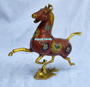Umetnost Zbirateljske Kitajski Stare Cloisonne Bronasto Vklesan Flying Horse Kip/Home Dekoracijo Živali Skulpturo Konja Model Plovila 002