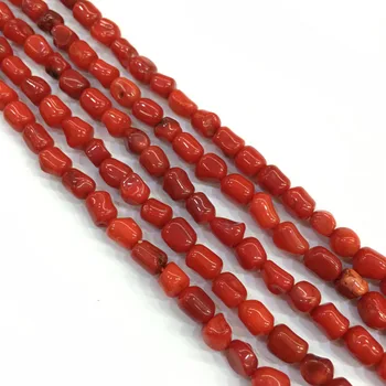 Unshaped koralni kroglice rdeče, 8x9-6x7mm dolžina 38 cm Čar temperament Koralni kroglice za nakit, izdelava DIY ogrlica, zapestnica