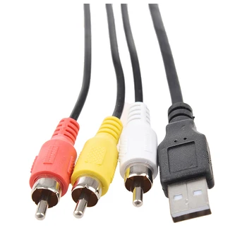 USB Moški A do 3x RCA AV A/V TV Adapter Vodi Kabel 5Feet