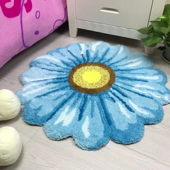 Ustvarjalne modra chrysanthemum non-slip preprogo, dnevna soba, spalnica postelji dekorativni mat mizico, kavč modni dom preprogo