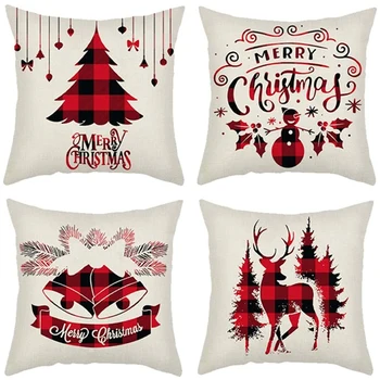 Vesel Božič Dekorativni Pillowcases 4 Pack, Božič Blazino Zajema Kvadrat,Vrgel Blazino, Prevleke za Kavč Posteljo