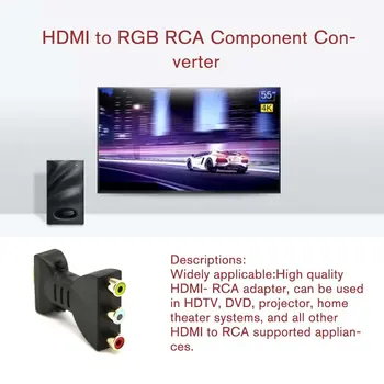 VGA RCA Connecter Pretvornik Moški VGA 3 RGB RCA Ženski HD 15-Pin VGA Slog Component Video Jack Adapter