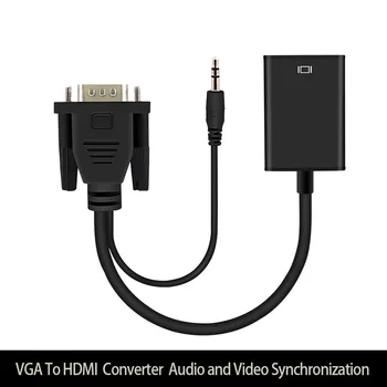 VGA2HDMI Adapter 1080P HD VGA v HDMI Pretvornik 3.5 mm Audio AV Pretvornik HDTV Video Kabel Za TV box PC Projektor